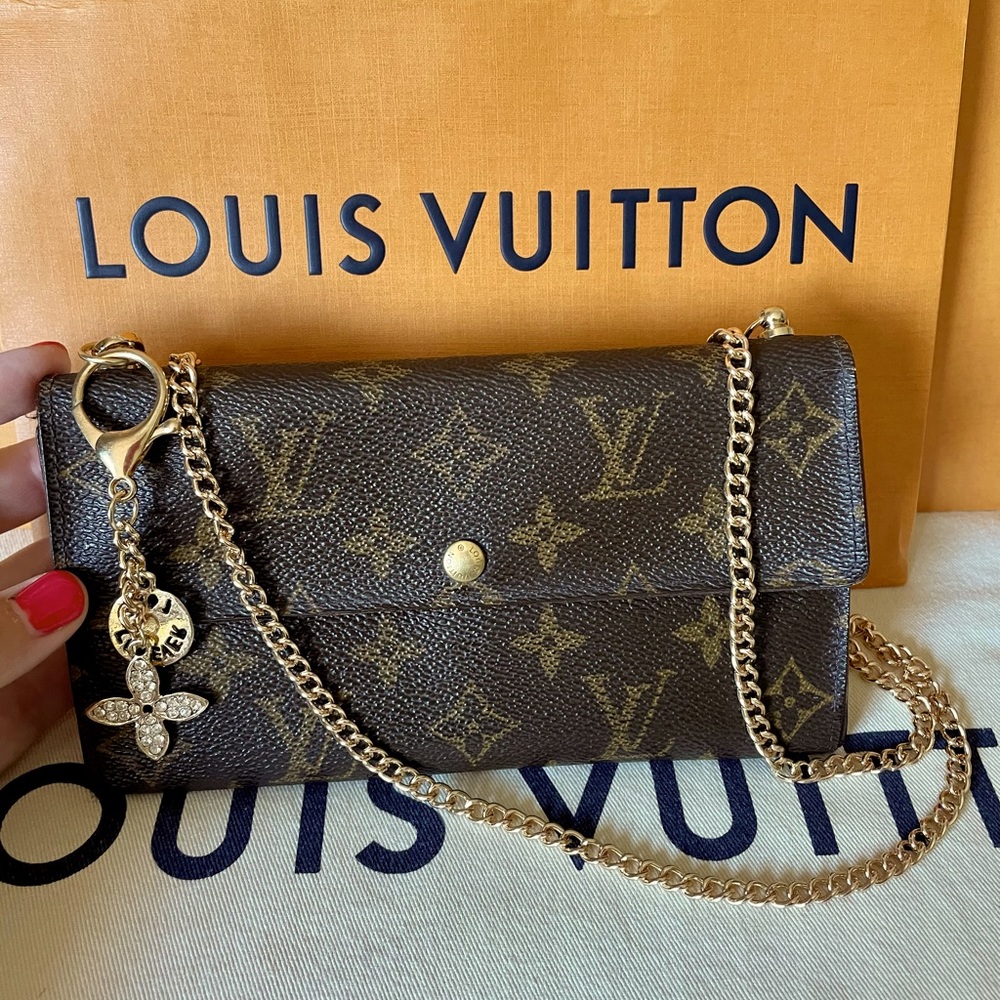 Louis Vuitton Monogram Sarah Long Wallet with Chain